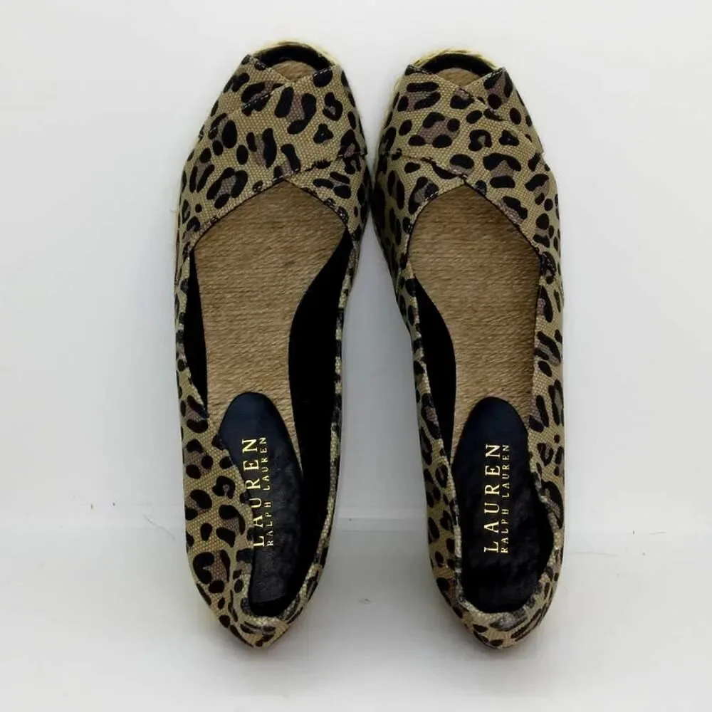 Ralph Lauren Designer Women's Pre-owned Espadrille Leopard Wedge Shoes - sz. 9B